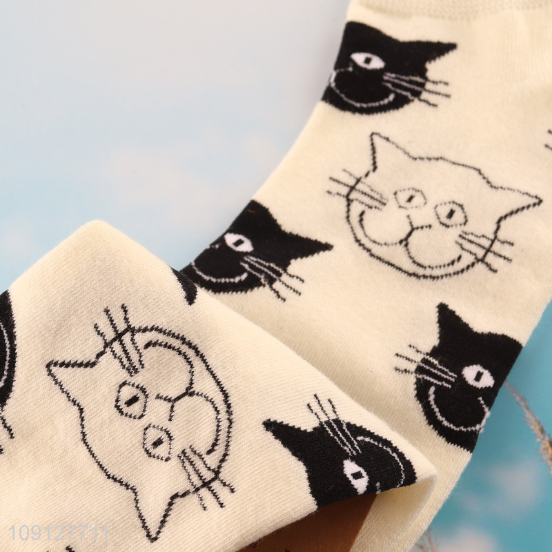 China products cat printed cotton socks ankle socks casual fashion socks