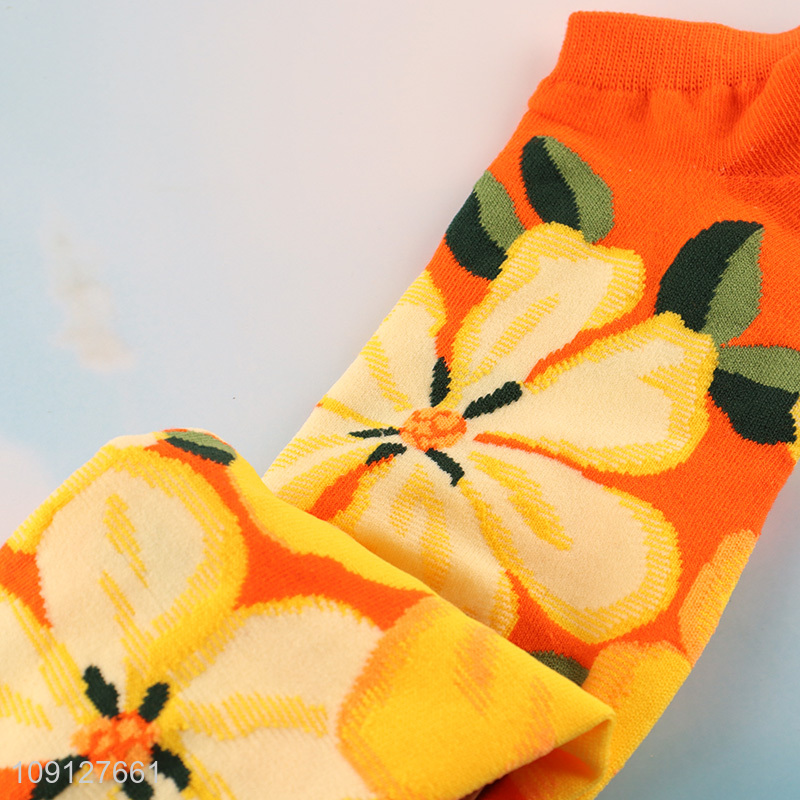 China wholesale flower pattern cotton socks ankle socks unisex socks