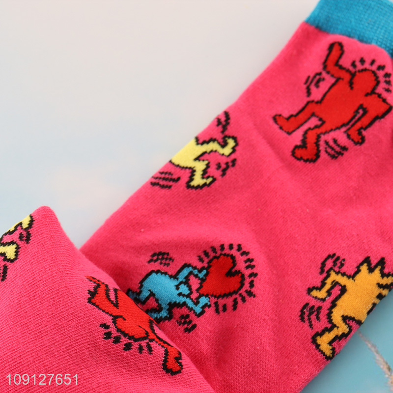Hot sale cartoon printed cotton socks ankle socks for men women