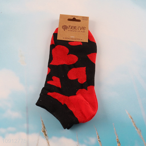 Best selling heart pattern breathable cotton socks ankle socks
