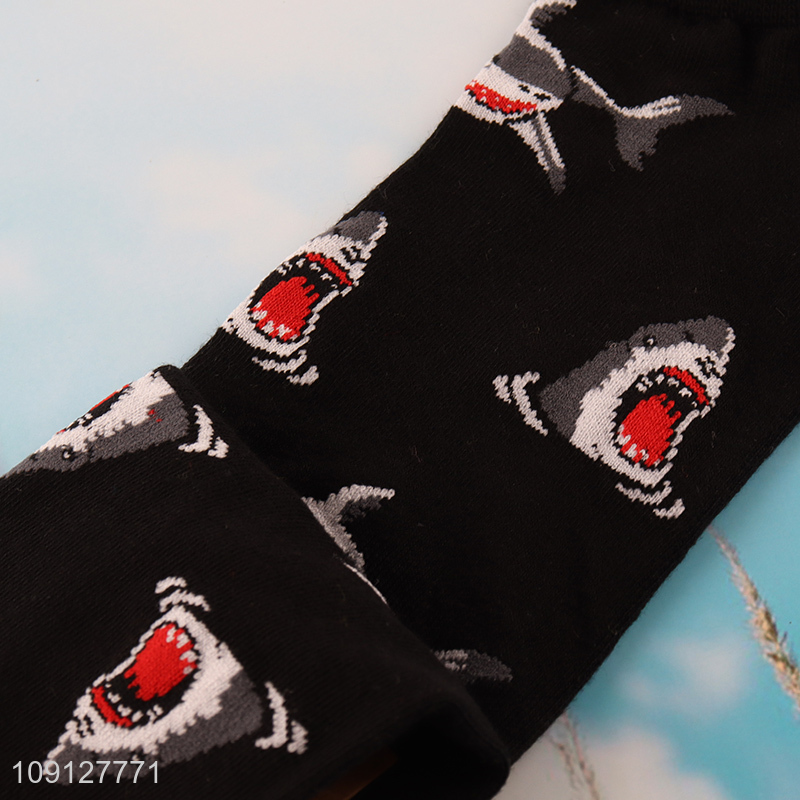 Low price shark printed cotton socks ankle socks unisex socks
