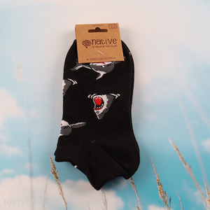 Low price shark printed cotton socks ankle socks unisex socks