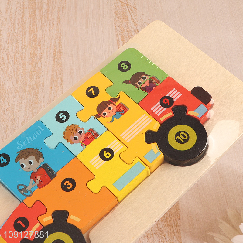Online Wholesale Wooden School Bus Puzzle Toddler Number Puzzle for Kids