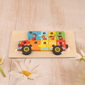 Online Wholesale Wooden School Bus Puzzle Toddler Number Puzzle for Kids