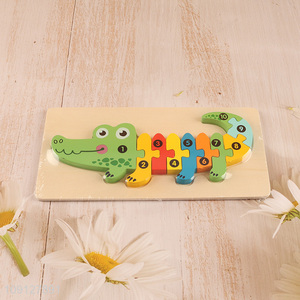 Factory Price Wooden Alligator Puzzle Number Puzzle Kids Educational Toy