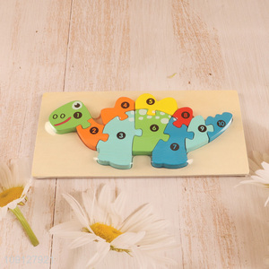 New Arrival Kids Puzzle Toy Wooden Stegosaurus Puzzle Toddler Number Puzzle