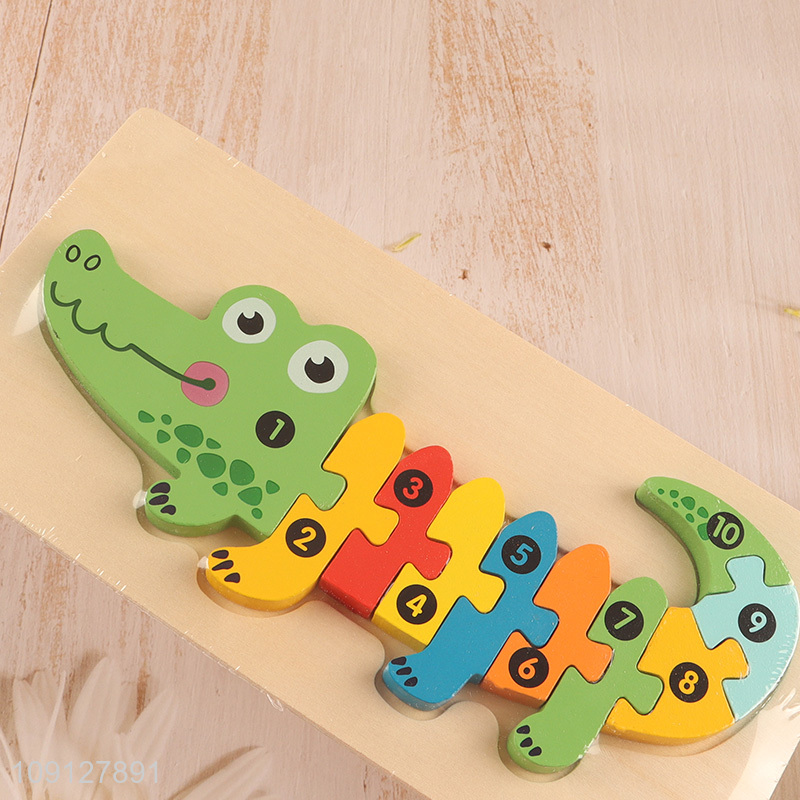 Factory Price Wooden Alligator Puzzle Number Puzzle Kids Educational Toy