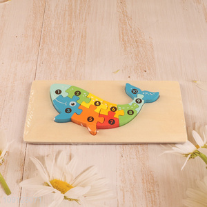 New Product Wooden Whale Puzzle Number Puzzle Montessori Toy for Kids