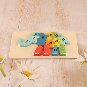 New Arrival Wooden Elephant Puzzle Wooden Number Puzzle Montessori Toy