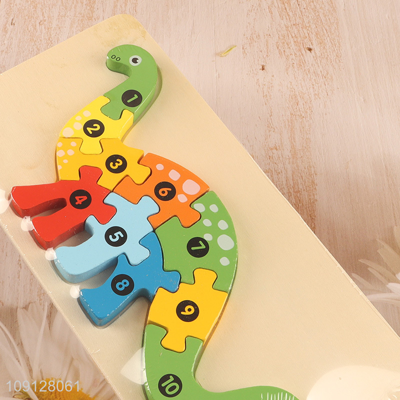 Popular Product Wooden Brontosaurus Puzzle Number Puzzle Montessori Learning Toy