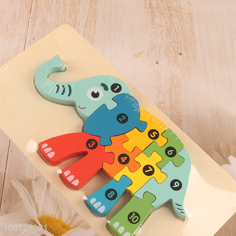New Arrival Wooden Elephant Puzzle Wooden Number Puzzle Montessori Toy