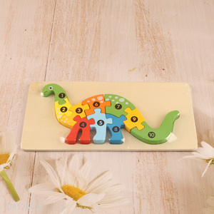 Popular Product Wooden Brontosaurus Puzzle Number Puzzle Montessori Learning Toy
