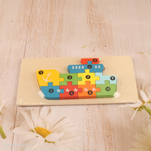 Popular Product Wooden Ship Puzzle Toddler Number Puzzle for Kids