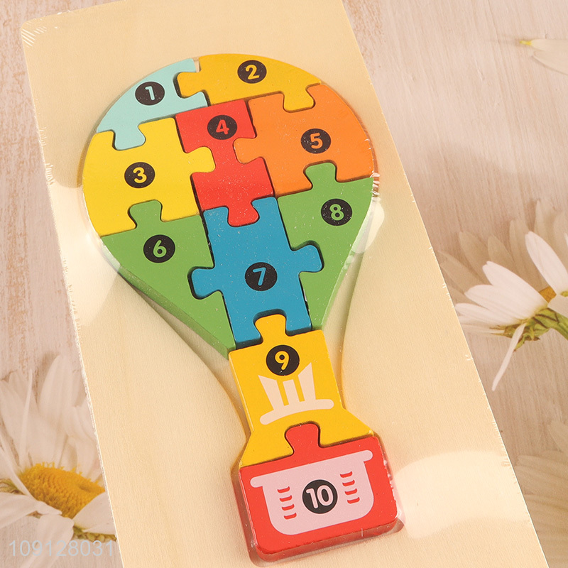 Good Quality Wooden Hot Air Balloon Puzzle Number Puzzle for Kids Boys Girls