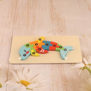 Factory Price Wooden Dolphin Puzzle Number Puzzle Toy for Kids Toddlers