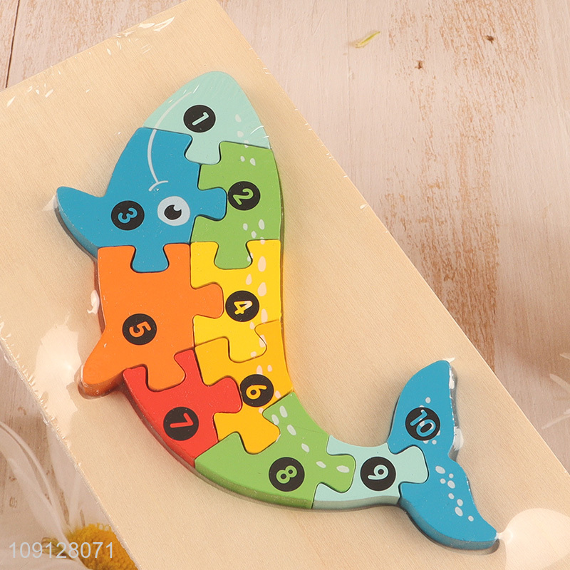 New Product Wooden Whale Puzzle Number Puzzle Montessori Toy for Kids