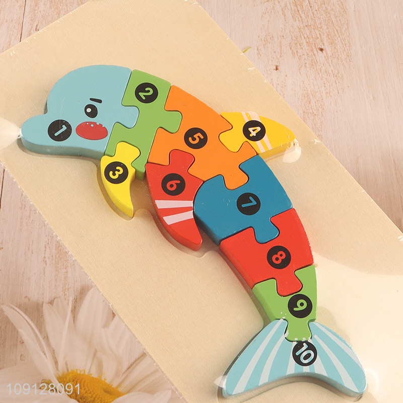 Factory Price Wooden Dolphin Puzzle Number Puzzle Toy for Kids Toddlers