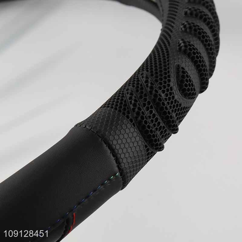 Good selling black leather car steering wheel cover car interior accessories