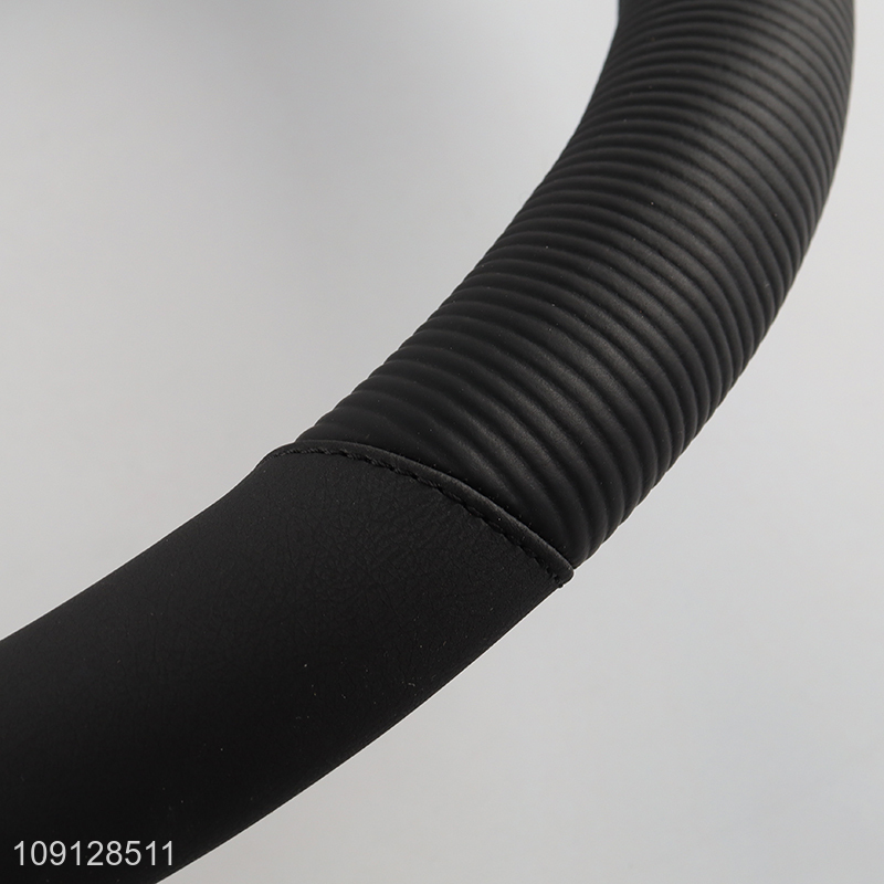 Factory price black pu leather car steering wheel cover car steering wheel protector