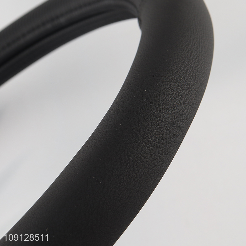 Factory price black pu leather car steering wheel cover car steering wheel protector