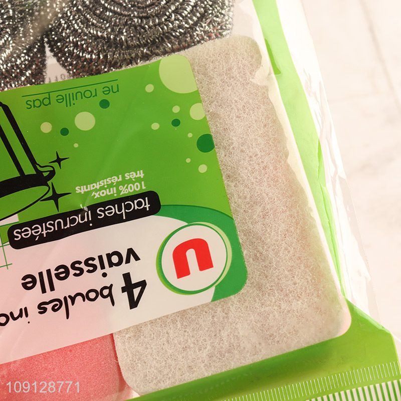 New arrival 4pcs kitchen cleaning kit cleaning sponge clean ball kit