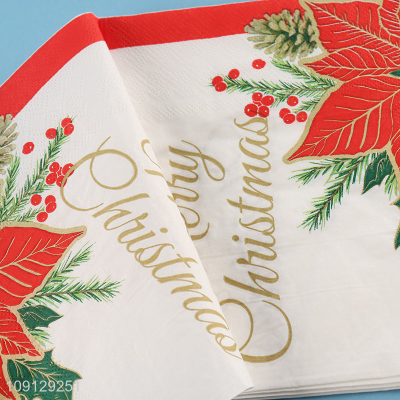 High quality square merry christmas paper napkin for home restaurant