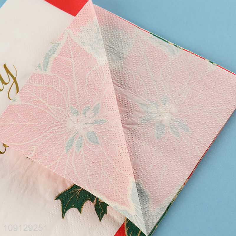 High quality square merry christmas paper napkin for home restaurant