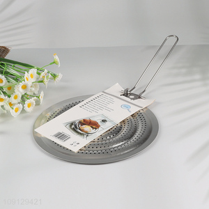 Wholesale Round Camping Bread Toaster Tin Plate with Foldable Handle