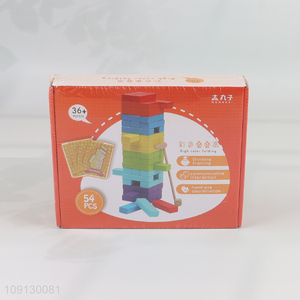 Hot Selling Colorful Wooden Blocks Stacking Game Montessori Toys for Kids