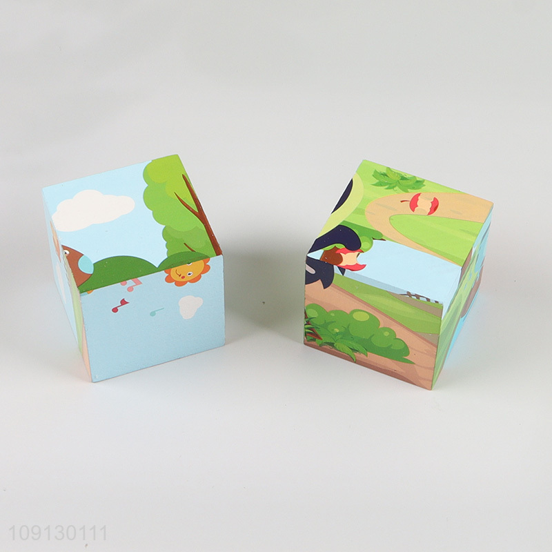 Factory Price Cartoon Animal Puzzle Wooden Cube Puzzles Montessori Toy