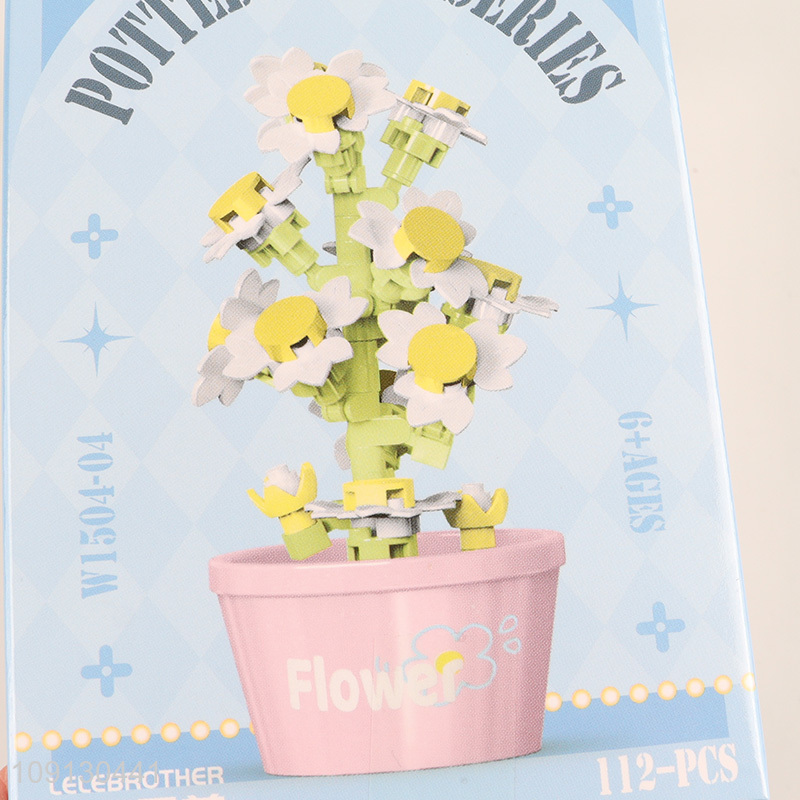 Online Wholesale Cute Mini Building Blocks Flowers Potted Plant Set