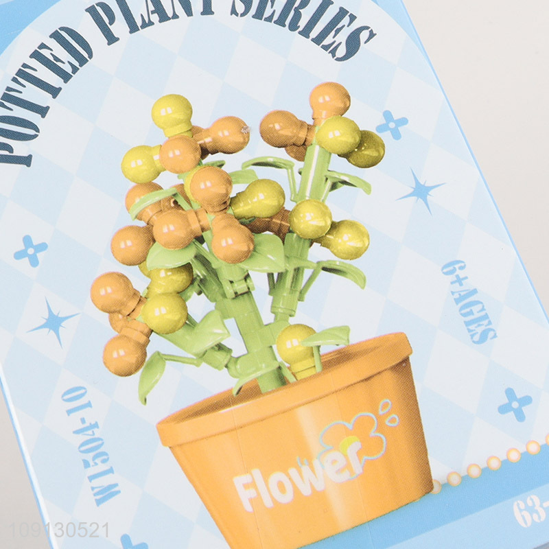 Popular Product Cute Mini Building Blocks Flowers Potted Plant Set