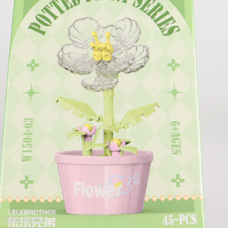 Factory Price Mini Flower Potted Plant Bonsai Building Blocks Toy