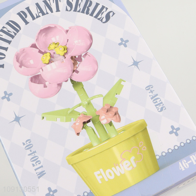 Factory Price Mini Flower Potted Plant Building Blocks Set for Kids