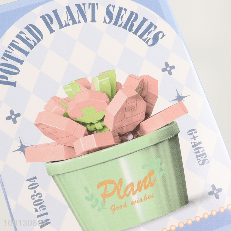 High Quality Mini Potted Plant Flower Building Blocks Toy Set
