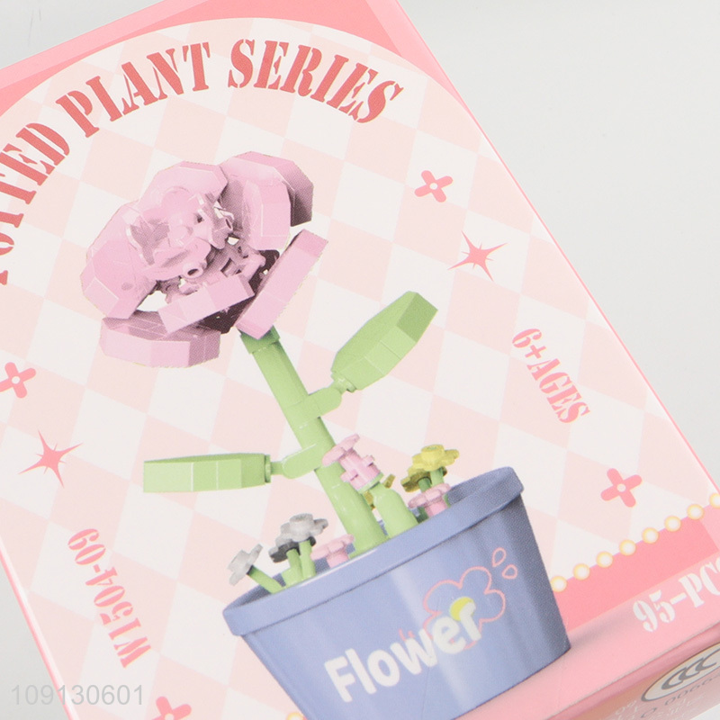 China Imports Cute Mini Building Blocks Flowers Potted Plant Set