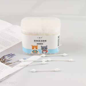 Wholesale 125 Count Double Ended Gourd Shaped Dog Cat Ear Cleaner Cotton Swabs