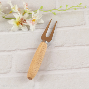 Online Wholesale Stainless Steel Cheese Fork with Wooden Handle