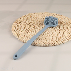 Wholesale Double Sided Silicone Bath Brush Back Scrubber with Long Handle