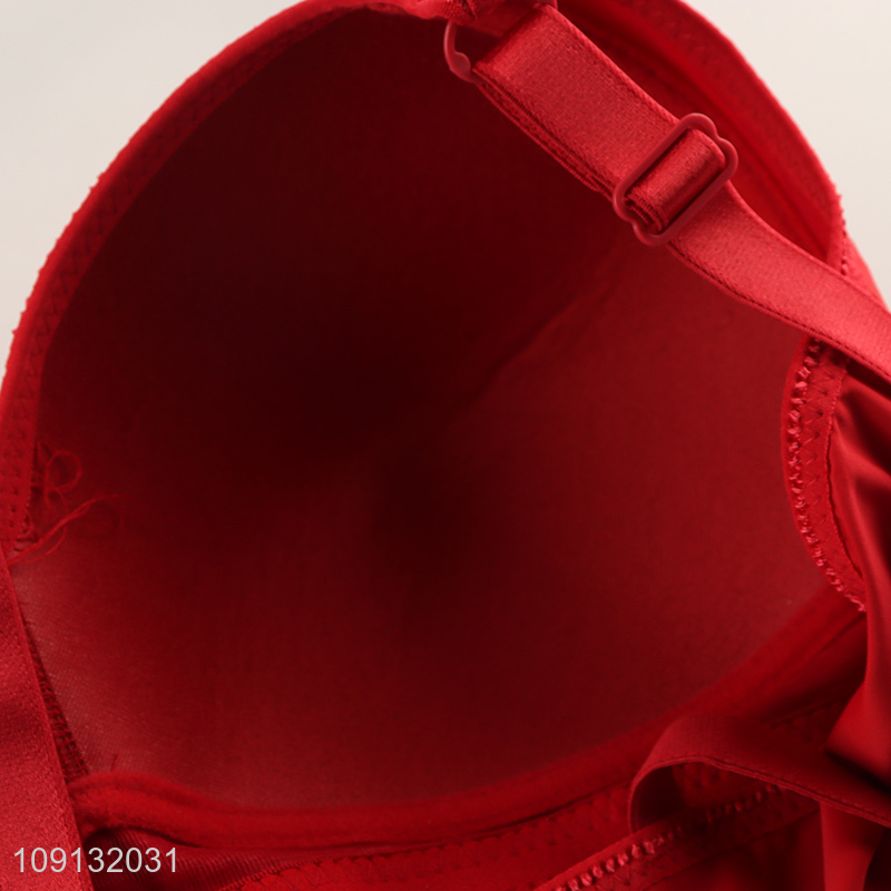 Yiwu market red seamless breathable polyester women underwear bra