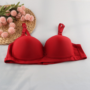 Yiwu market red seamless breathable polyester women underwear bra