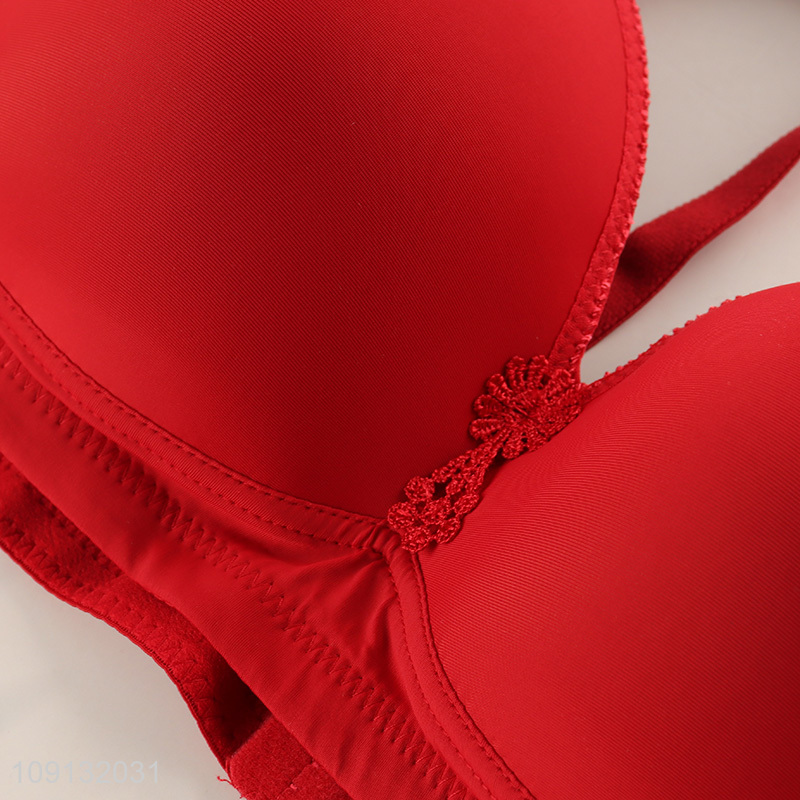 Yiwu market red seamless breathable polyester women underwear bra