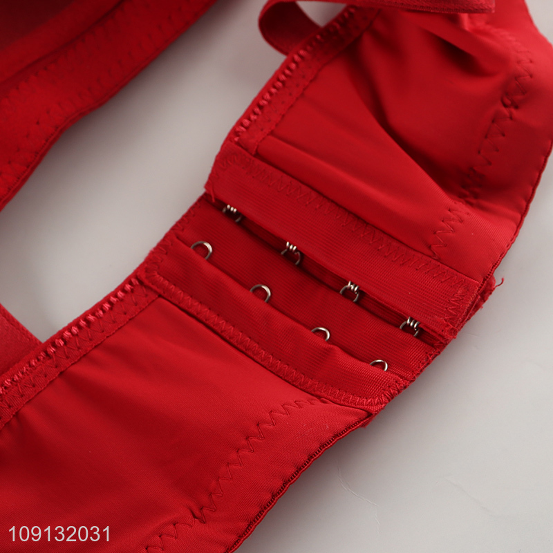 Yiwu market red seamless breathable polyester women underwear bra
