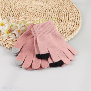 Hot Selling 2 Pairs Winter Knit Gloves Full-Finger Gloves for Kids