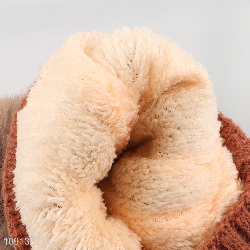 Wholesale Kids Winter Beanie Hat Pom Pom Beanie Hat with Fleece Lining