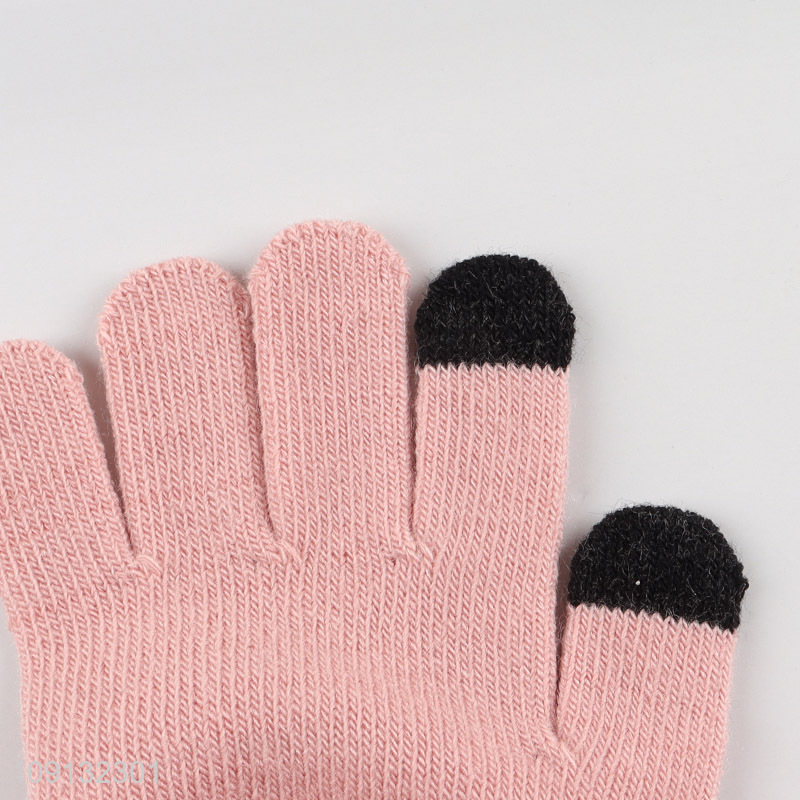 Hot Selling 2 Pairs Winter Knit Gloves Full-Finger Gloves for Kids