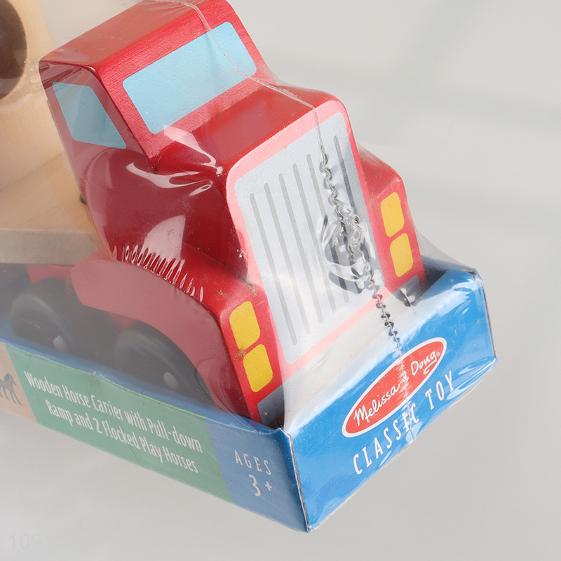 Wholesale Horse Carrier Wooden Vehicle Play Set Wooden Trailer Toy Set