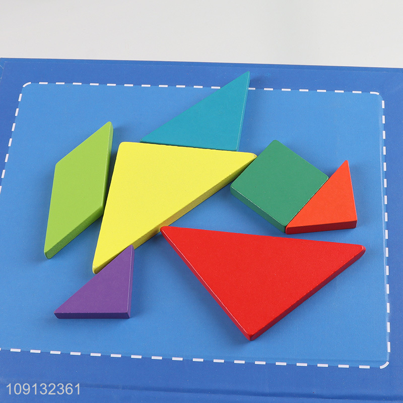 Wholesale Wooden Magnetic Tangram Wooden Puzzle Montessori Toy for Kids