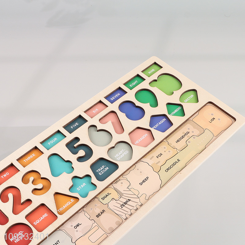 Hot Selling Wooden Number Shape Puzzle Sorter Counting Game Learning Toy