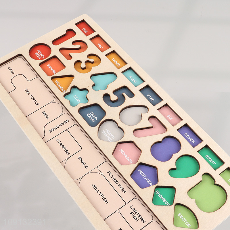 New Product Wooden Number Shape Puzzle Sorter Counting Game Educational Toy
